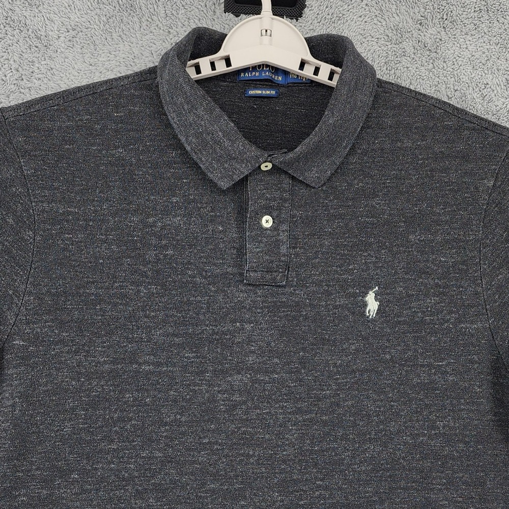 Polo Ralph Lauren Shirt Mens XXL Gray Custom Slim Fit‎ Pony Logo Preppy Classic